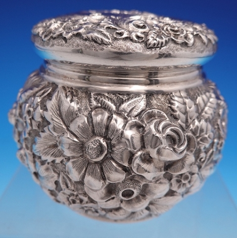 Tea Caddy #6 Davis & Galt Repouseed Flowers 3